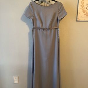Pewter gray floor length bridesmaid dress